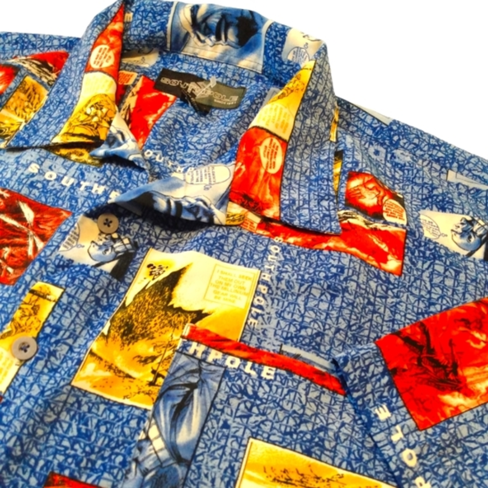 SouthPole Button Up Wrap Around‎ Comic Series size XL CLEAN.